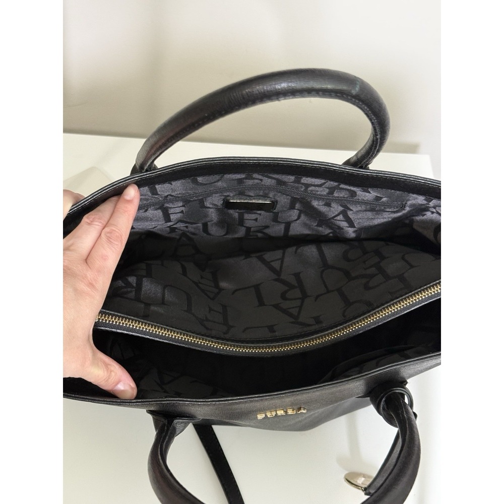Furla Black Saffiano Leather Top Handle Tote Bag with Crossbody Shoulder Strap - Picture 9 of 12